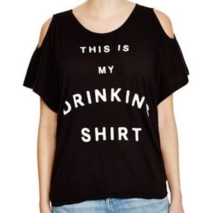 Wildfox Drinking Shirt Cold Shoulder Tee